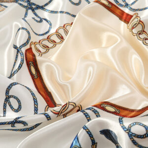 Vintage European Equestrian Silk Scarves - Horsebit, Carriage & Chain-Letter Prints, Luxury Satin Square Scarf for Women 