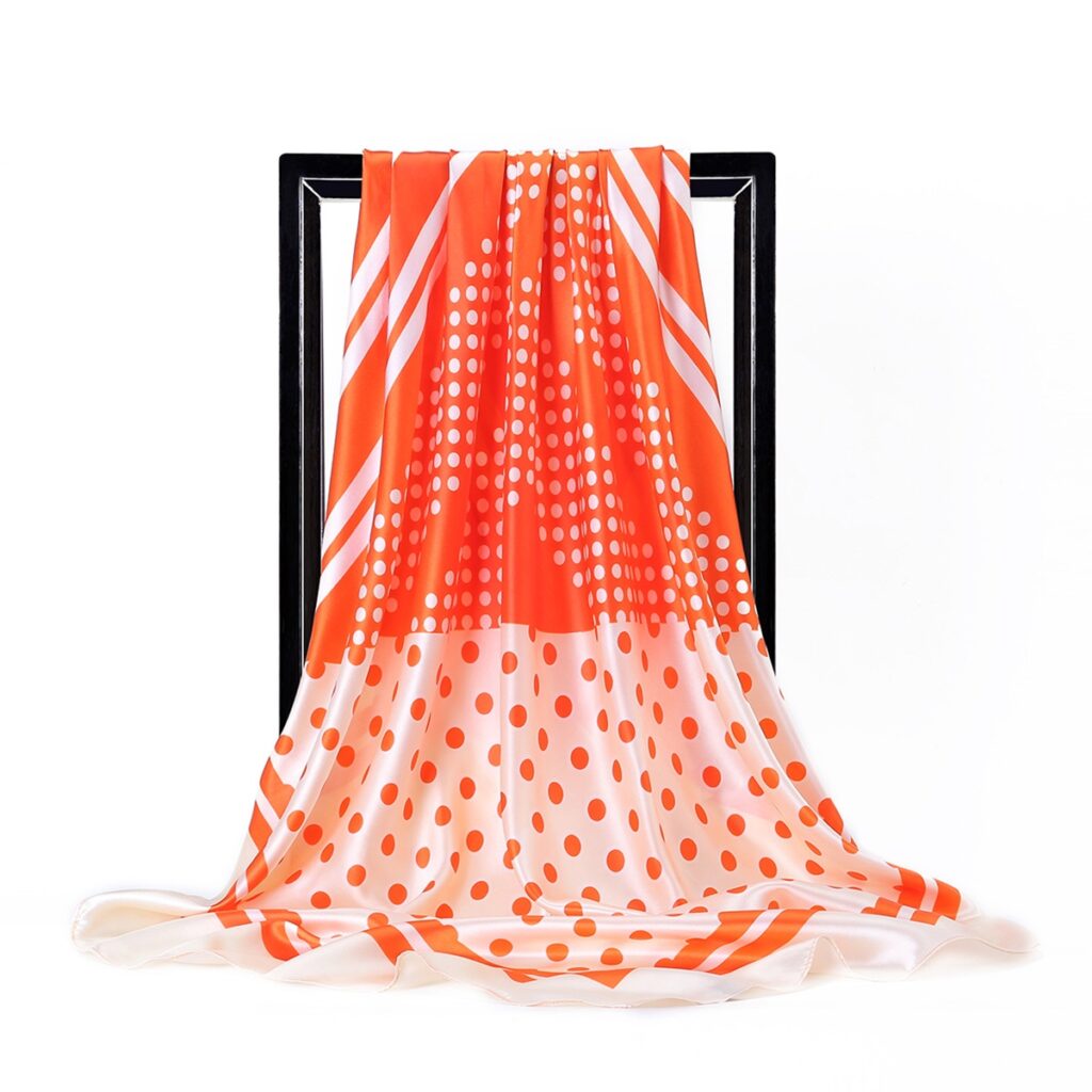 Retro Polka Dot Satin Square Scarf