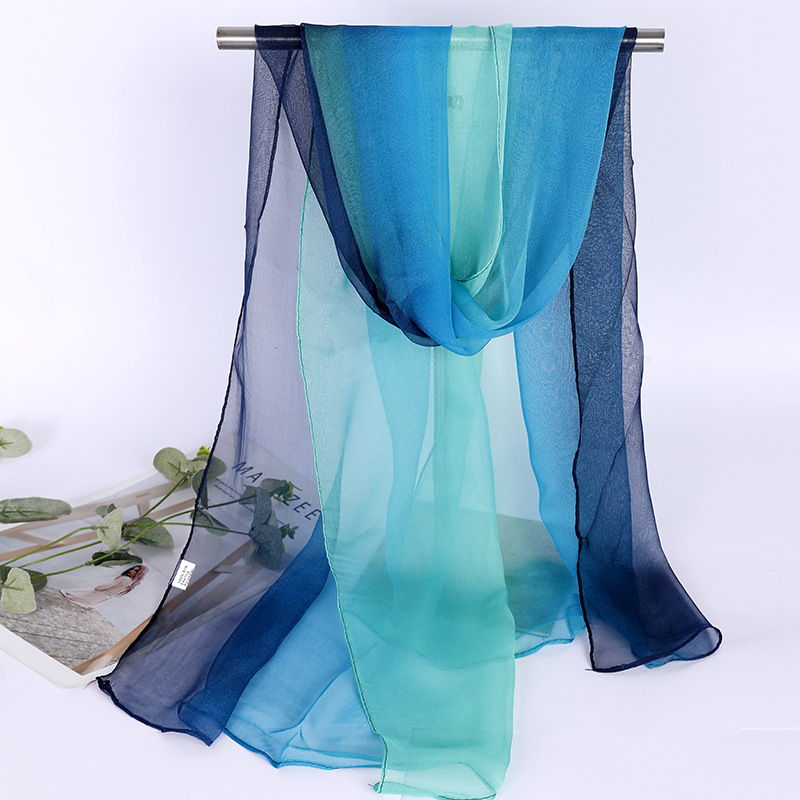 Ocean blue ombre chiffon scarf