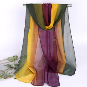 Lightweight Ombre Chiffon Scarf | Sheer Gradient Color Shawl | Versatile Wrap for Women