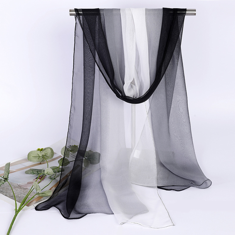 Smoky grey ombre chiffon scarf
