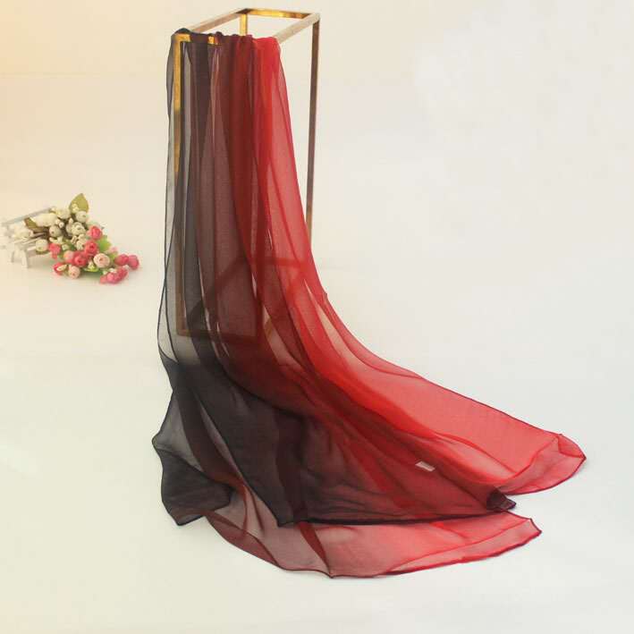 Burgundy to black ombre chiffon scarf