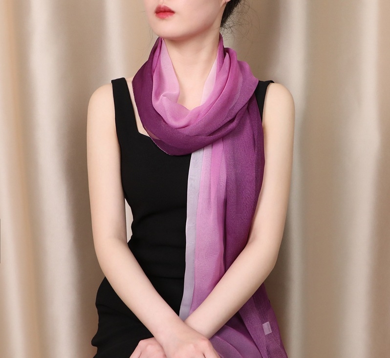 Lavender to plum ombre chiffon scarf