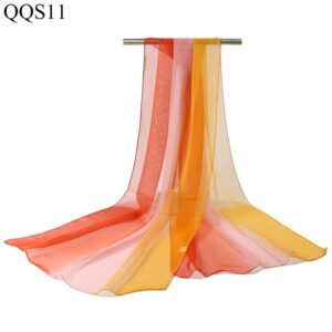 Mustard orange to chocolate brown chiffon scarf