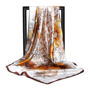 Pale blue floral satin square scarf