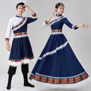 Tibetan dance costume, Mongolian dance clothing, ethnic minority performance wear, adult stage dance outfit, traditional Tibetan robe, embroidered dance costume, dance costume with headdress, art exam dance wear, cultural performance costume