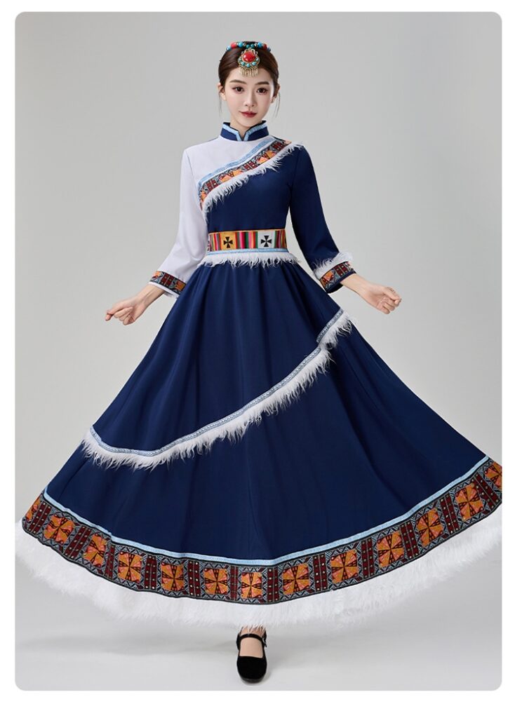 Tibetan-inspired adult dance costume with long sleeves