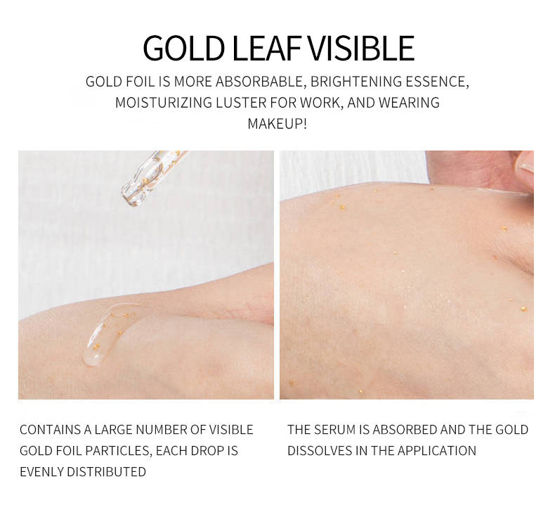 Golden hyaluronic acid serum texture and hydration benefits